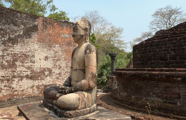 The statue of Buhdy in the ruins of the Vatadage temple in Polonnaruwa.