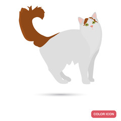 Turkish Van cat breed color flat icon for web and mobile design