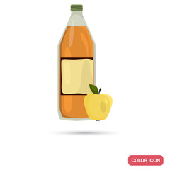 Cider bottle and apple color flat icon for web and mobile design