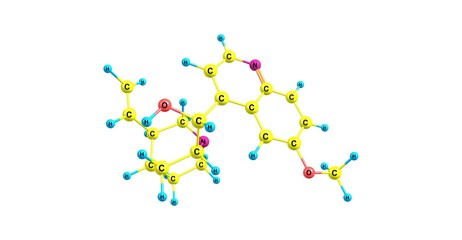Quinine molecular structure isolated on white