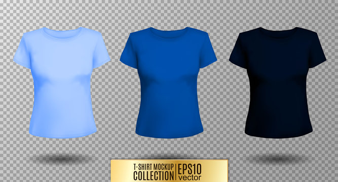 T-shirt template set for men and women, realistic gradient mesh vetor  illustration.