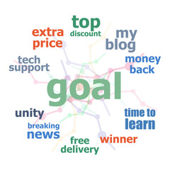 Text goal. Business concept . Word cloud collage. Background with lines and circles
