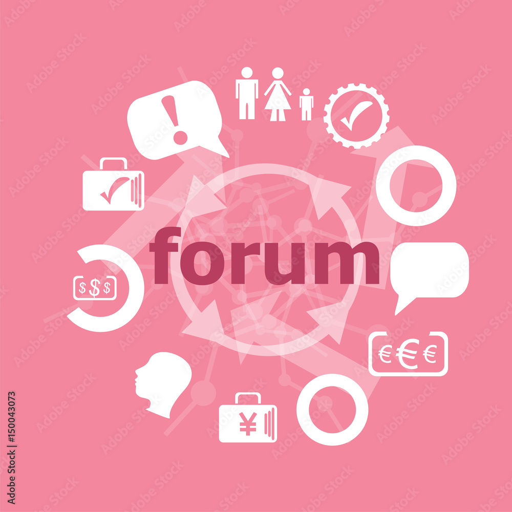 Poster text forum. web design concept . set of flat icons for mobile app and web