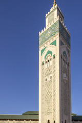 Fototapeta premium Grande Mosque Hassan II, minaret detail, in Casablanca.