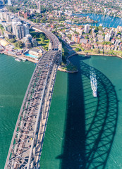 Sydney harbour Bridge as seen from the sky, NSW, Australia