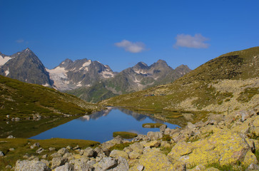 Naklejka na ściany i meble Beautiful mountain lake in the mountains of Arkhyz. the Caucasus. Russia