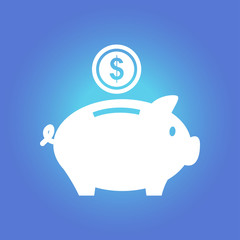 Piggy bank icon. Pictograph of moneybox. Flat design.