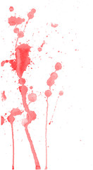 Naklejka na ściany i meble Pink red watercolor splashes and blots on white background. Ink painting. Hand drawn illustration. Abstract artwork.