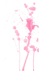 Obraz na płótnie Canvas Pink watercolour splashes and blots on white background. Ink painting. Hand drawn illustration. Abstract watercolor artwork