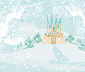 Winter landscape with castle