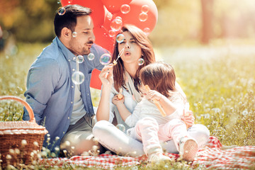 Happy family having fun