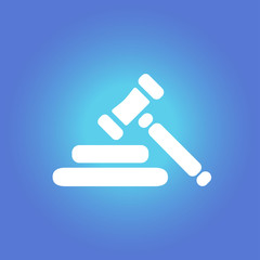 Auction hammer pictogram. Law judge gavel icon. Flat design style.