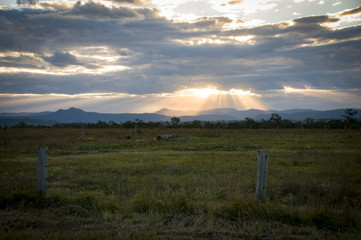 Sunset over a paddock
