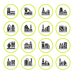 Set round icons of factory