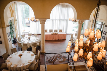 Wedding decorations. Decoration on the table. Flower composition.