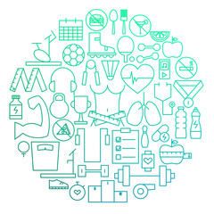 Fitness Line Icon Circle Design
