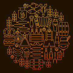 Oktoberfest Line Icon Circle Concept
