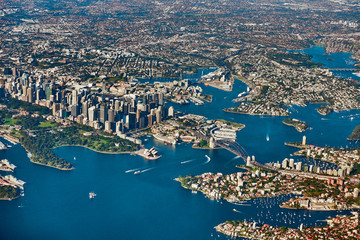 Obraz premium Aerial panoramic view of Sydney skyline, Australia 