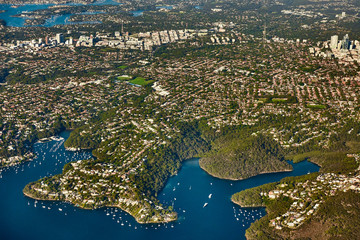 Obraz premium Aerial view on Sydney, Double bay harbourside area