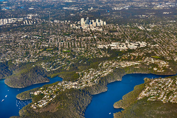 Aerial view on Sydney, Double bay harbourside area