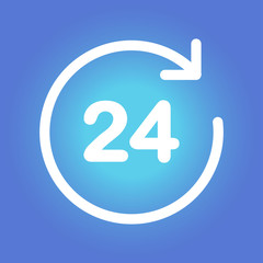 Open around  the clock hours a day icon.