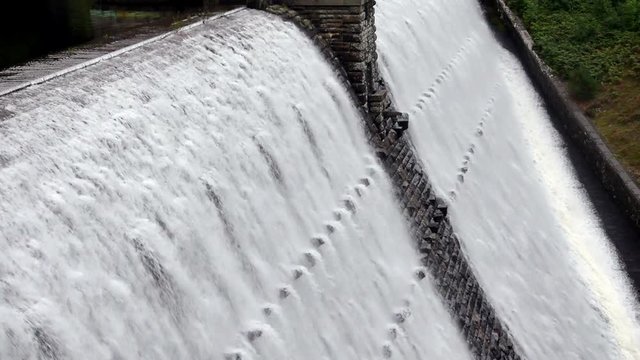 Water flowing at high speed from Elan Valley dam (with sound)