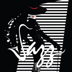 Jazz festival. Retro a poster with the stylish girl.