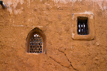 Clay adobe building in the Golden Horde reconstructed capital