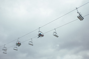 People climb the mountain at the lift