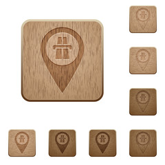 Highway GPS map location wooden buttons