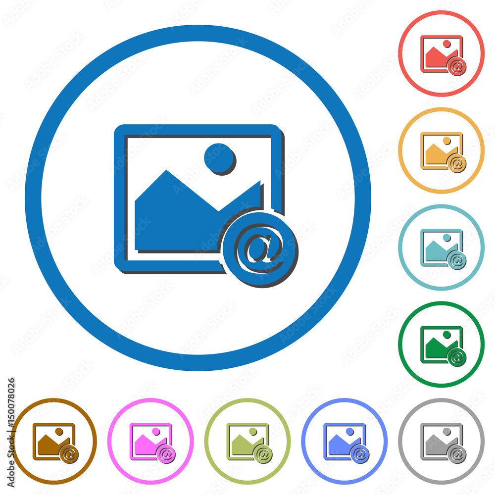 Poster send image as email icons with shadows and outlines