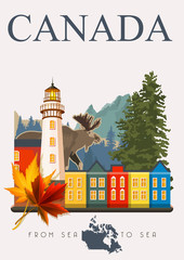 Canada. Canadian vector illustration. Travel postcard.
