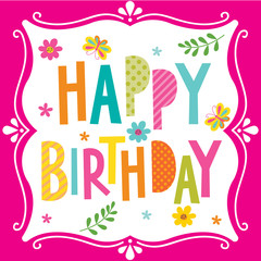 Happy birthday typography design with colorful