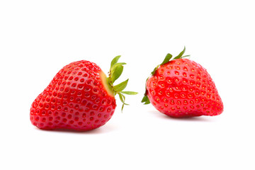 Fresh red strawberries isolated on a white background