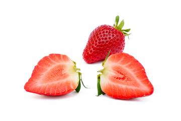 Fresh red strawberries isolated on a white background