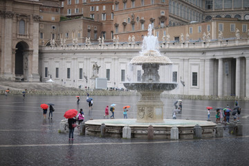 Fountain in St. Peter's Square in the Vatican. Rome, Italy