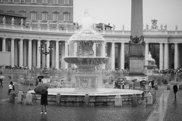 Fountain in St. Peter's Square in the Vatican. Rome, Italy