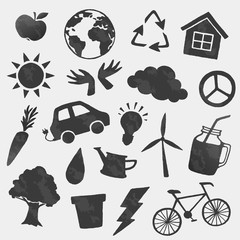 Vector environment icons shapes set. Bio, vegan, ecology