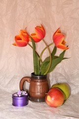 Still life with tulips