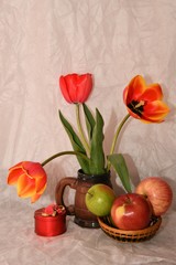 Still life with tulips