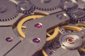 Metal gears of old clock mechanism