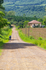 Trekking in dirt road