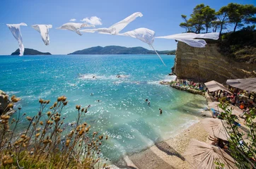 Foto auf Acrylglas Tropischer Strand Cameo island with famous beach, Zakynthos, Greece