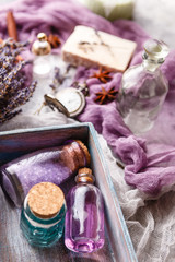 Fototapeta na wymiar Lavender background. Spa and perfume theme