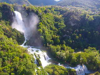 Aerial View of Marmore's Falls in Umbria, Italy