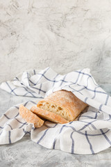 Ciabatta in a light towel