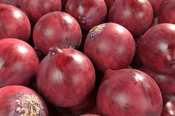 realistic 3d render of red onions