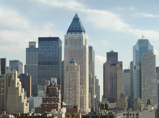 View of lower Manhatan skyline in New York, USA - obrazy, fototapety, plakaty