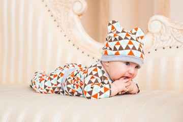 Adorable Caucasian baby. Portrait of a three months old baby boy