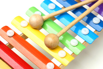 Small music xylophone baby percussion instrument closeup